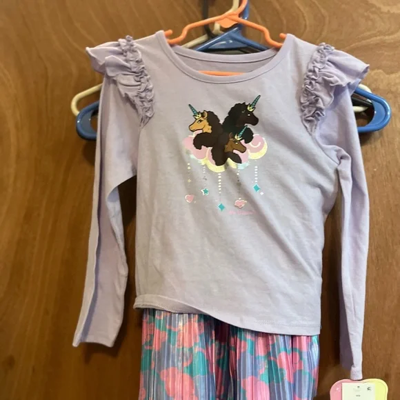 Afro Shirts Tops Girls Size 5t Afro Unicorn Two Piece Outfit